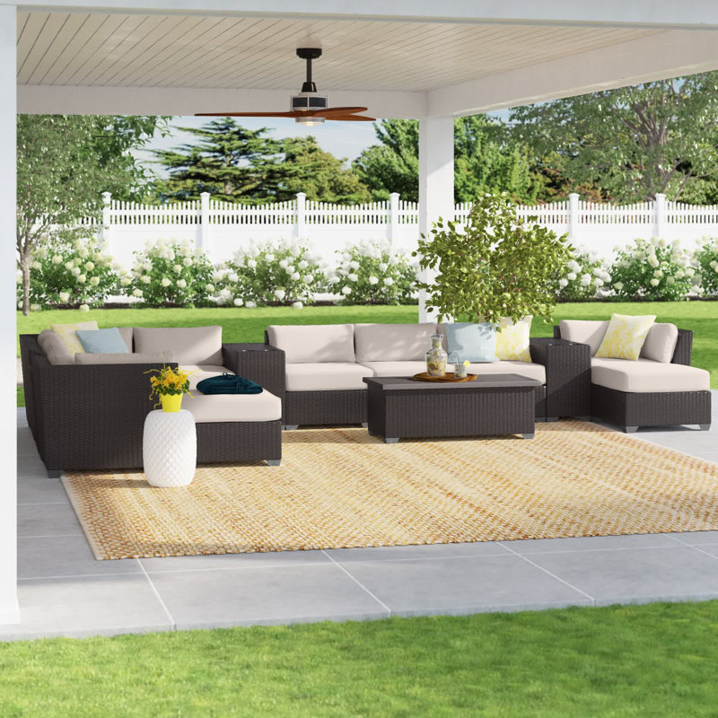 Sol 72 Outdoor™ Tegan All Weather Wicker/Rattan 9 Person Seating